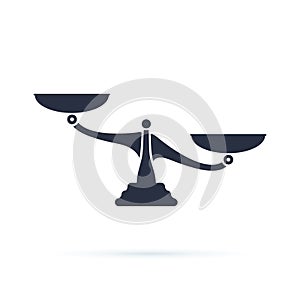 Scales, Flat design, vector illustration on white background. Libra, balance vector icon. Weight symbol. Compare concept photo