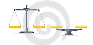 Scales icon in flat style. Libra symbol, balance sign. Vector