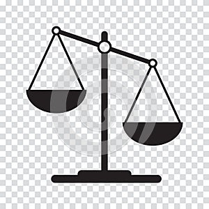 Scales icon in flat style. Libra symbol, balance sign. Vector design element for you project