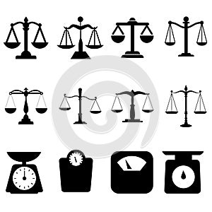 Scales icon vector set. scale illustration sign collection. attorney symbol or logo. photo