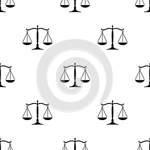 Scales of justice icon in black style isolated on white background. Crime pattern stock vector illustration.