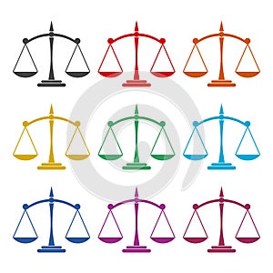 Scales of justice icon, color icons set