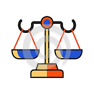 Scales of Justice Icon in Flat Design