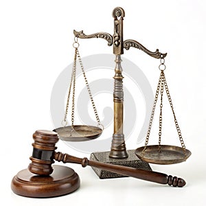 Scales of justice isolated on white photo