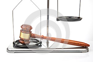 Scales of justice and law and gavel. Equality and the right of the law in the balance of verdict choice