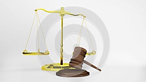 Scales of justice Law scales and hammer law Wooden judge gavel  HAMMER AND BASE 3D render