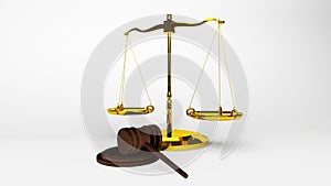 Scales of justice Law scales and hammer law Wooden judge gavel  HAMMER AND BASE 3D render