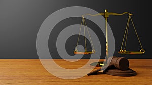 Scales of justice Law scales and hammer law Wooden judge gavel  HAMMER AND BASE 3D render