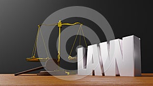 Scales of justice Law scales and hammer law Wooden judge gavel  HAMMER AND BASE 3D render with message law