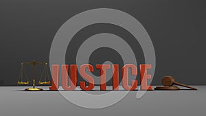 Scales of justice Law scales and hammer law Wooden judge gavel  HAMMER AND BASE 3D render with message justice