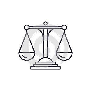 Scales of justice line icon concept. Scales of justice vector linear illustration, symbol, sign