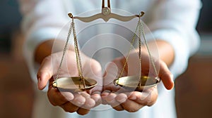 Scales of Justice: A person holding scales, representing the balance between pros and cons.
