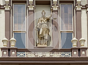 Scales of justice at Storey County Courthouse