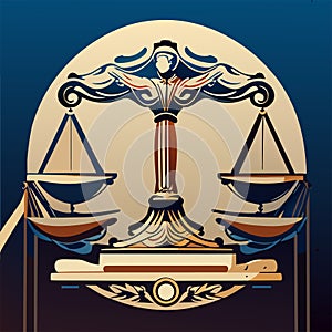 Scales of justice, symbol of law and justice. Vector illustration AI generated