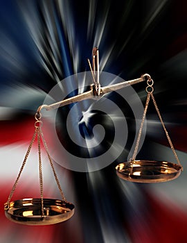 Scales Of Justice and US Flag photo