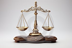 Scales of justice on a white background. 3d rendering. Ai generative photo