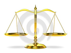 Scales justice on white background. Isolated 3D