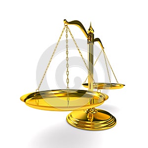 Scales justice on white background. Isolated 3D