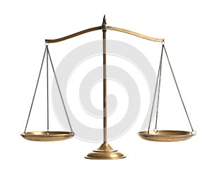 Scales of justice on white background.