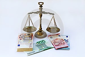 Scales and many euro notes