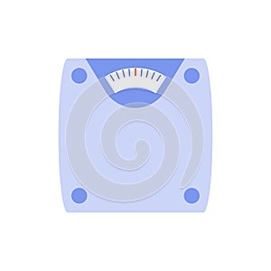 Scales to control weight during diet, top view of analog bathroom device