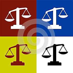 Scales vector icon. symbol of court or justice. lawyer firm logo.