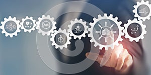 Scaleup businesses concept. Leveraging technology, developing efficient processes, and expanding customer. photo