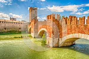 Scaliger Bridge (Castelvecchio Bridge) in Verona, Italy