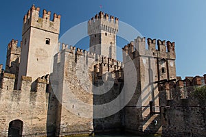 Scaliger Castle at the entrance to old town, Sirmione, Lombardy, Italy