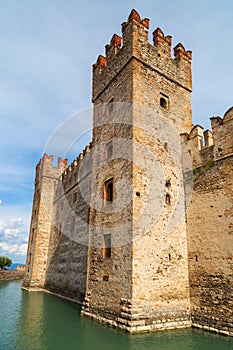 Scaliger castle is historical landmark of the city Sirmione in Italy on the lake Garda. Medieval Italian castle