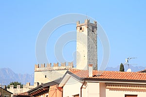 Scaliger Castle in Malcesine behind roofs