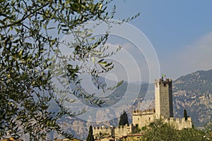 Scaliger Castle of Malcesine on the Veneto shore of Garda Lake, Verona, Italy