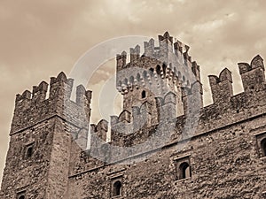 Scaliger castle in Sirmione at lake Garda, Italy