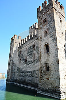 Scaliger medieval castle on Garda Lake in Sirmione, Italy