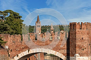Scaligero Bridge of Castelvecchio in Verona Veneto Italy