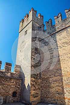 Scaligero Castle Castello di Sirmione medieval fortress, Sirmione town on Garda lake