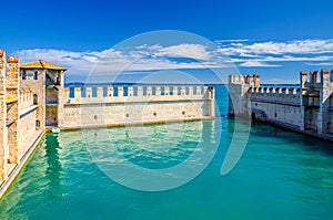 Scaligero Castle Castello di Sirmione medieval fortress, Sirmione town on Garda lake