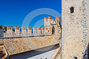 Scaligero Castle Castello di Sirmione medieval fortress, Sirmione town on Garda lake