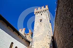 Scaligero Castle Castello di Sirmione medieval fortress, Sirmione town on Garda lake