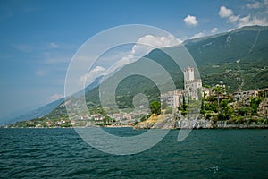 Scaligero castle at the shores of lake Garda in Malcesine in Italy