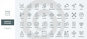 Scaling arrows line icons set, mobile app tools to maximize and minimize, change size