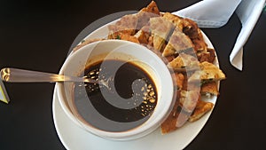 Scallion Pancakes On White Plate