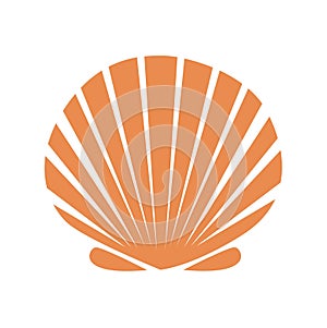 Scallop logo. Isolated scallop on white