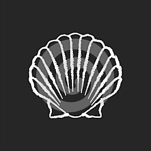 Scallop shell chalk white icon on black background