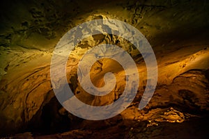 Scalloped walls in wind cave at Gunung Mulu national park. Sarawak.