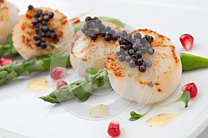 Scallops and Black Caviar