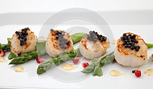 Scallops and Black Caviar