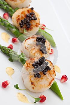 Scallops and Black Caviar