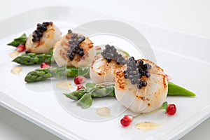 Scallops and Black Caviar