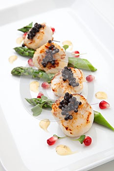 Scallops and Black Caviar